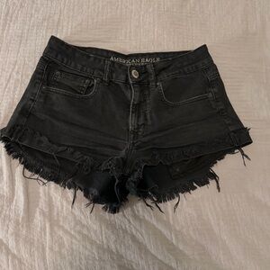 American Eagle Outfitters Frayed Black Jean Shorts